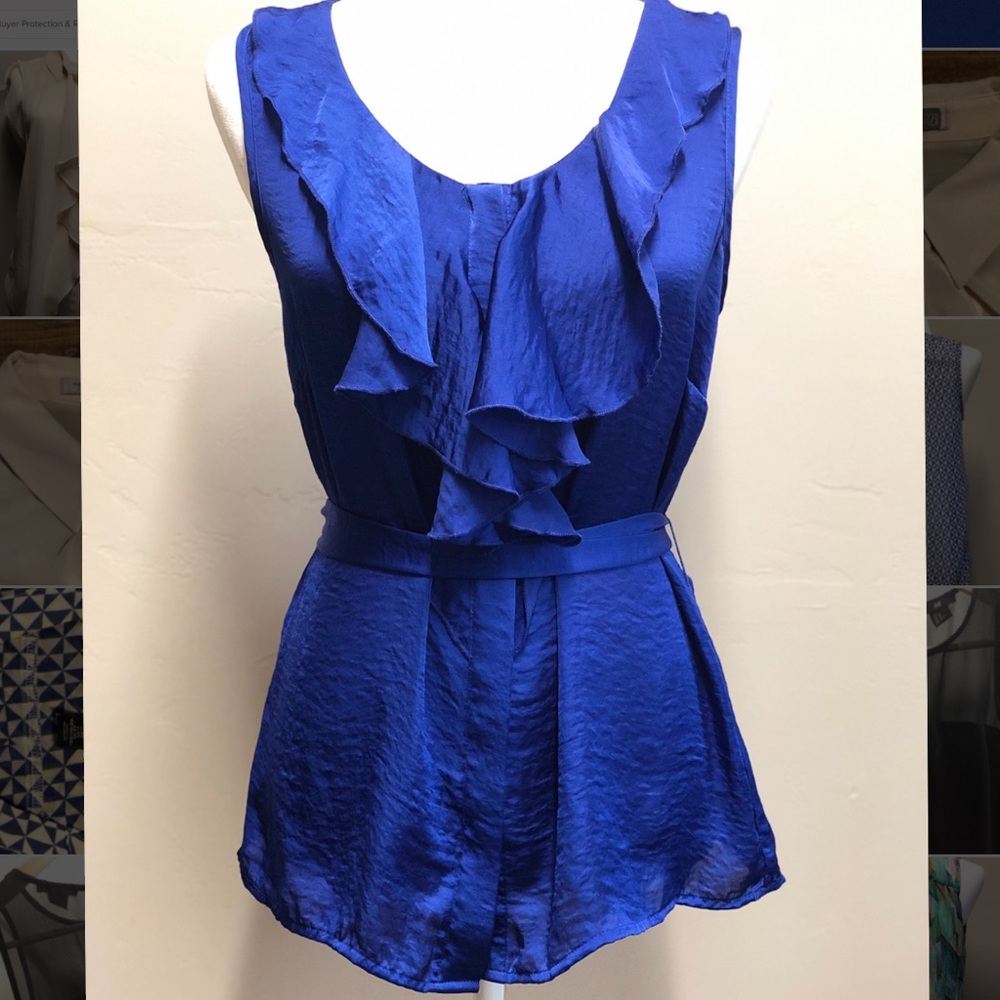 Silky Blue Blouse Tank Top